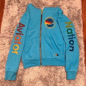 Aviator nation blue zip up kids size 14